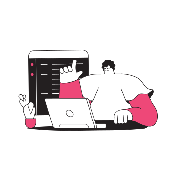 Man programmer writing code on a laptop animated illustration in GIF, Lottie (JSON), AE