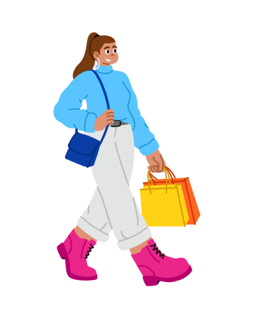 Jeune femme avec des sacs, faire du shopping PNG, SVG