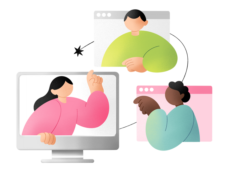 Ilustrações e imagens de Online meetings em PNG e SVG