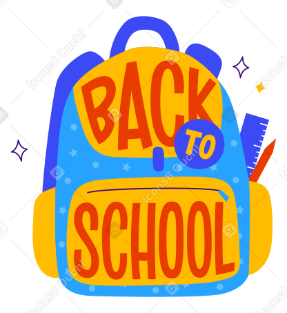 Letras de regreso a la escuela en un texto de mochila escolar PNG, SVG