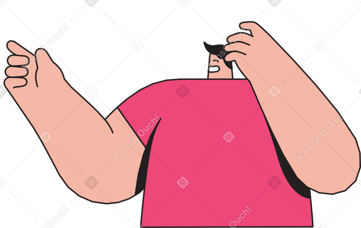 pensive man pointing his finger Illustration in PNG, SVG