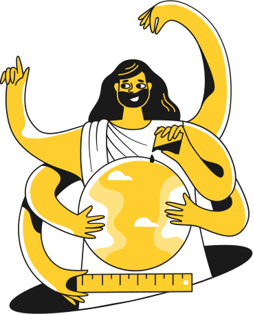 six arm god with planet animated illustration in GIF, Lottie (JSON), AE