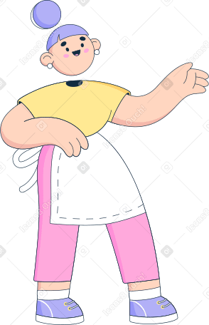 girl in apron Illustration in PNG, SVG