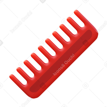 3D red comb Illustration in PNG, SVG