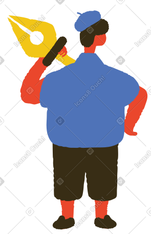 男子手持钢笔工具 PNG, SVG