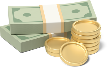 cash and coins PNG, SVG