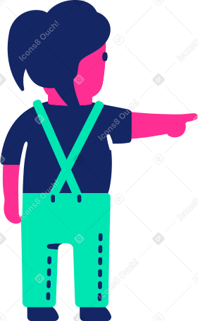 child back pointing Illustration in PNG, SVG