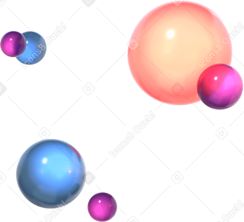 3D Composição com esferas de vidro flutuantes PNG, SVG