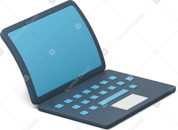 3D Side view of open laptop with blank screen  PNG, SVG