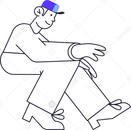 seated man in blue cap  PNG, SVG
