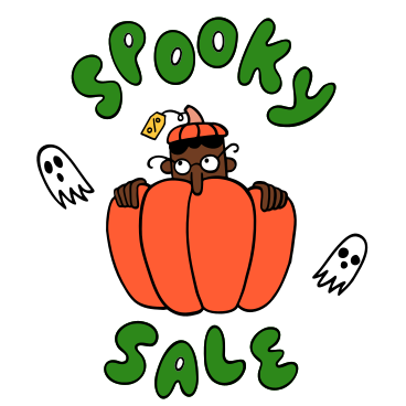 Man hiding from spooky sale in a halloween pumpking PNG, SVG