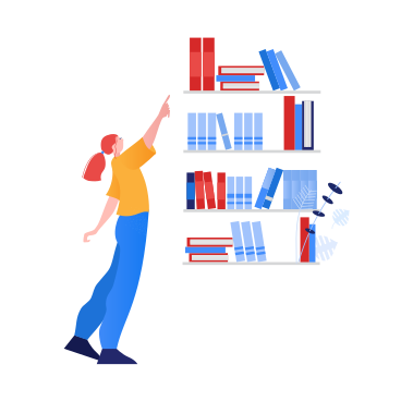 Woman choosing a book in the library PNG, SVG