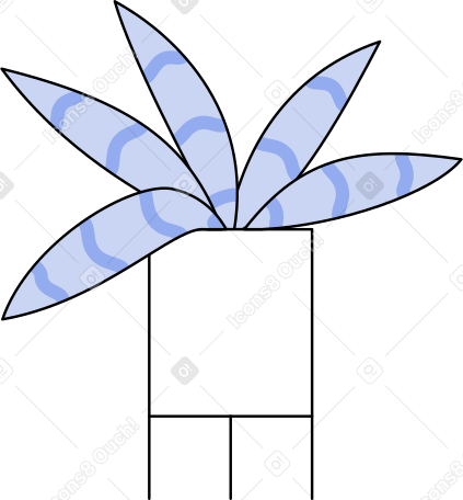blue striped plant in pot Illustration in PNG, SVG
