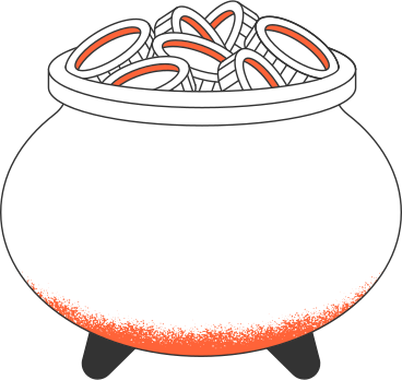 pot with coins PNG, SVG