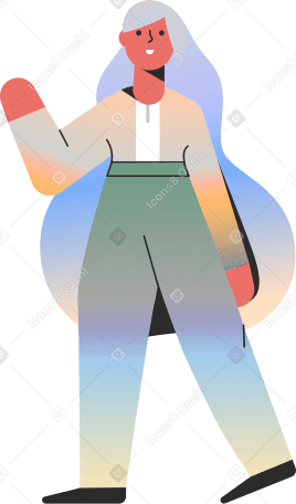 girl waving Illustration in PNG, SVG