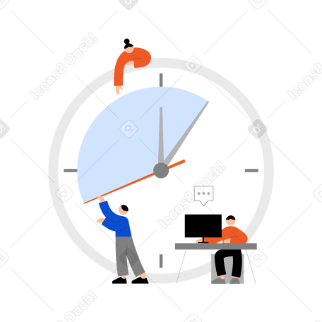 People in office working on time management PNG, SVG