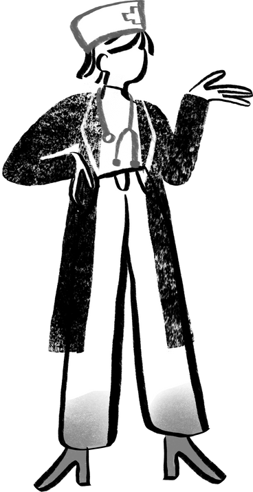 black and white woman doctor with her hand on her hip PNG, SVG