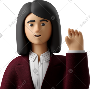 Close up of businesswoman in red suit waving goodbye PNG, SVG