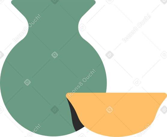 clay jug and plate Illustration in PNG, SVG