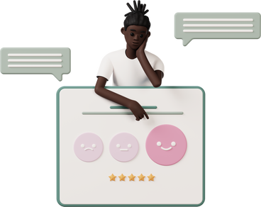 young man pointing at rating window PNG, SVG