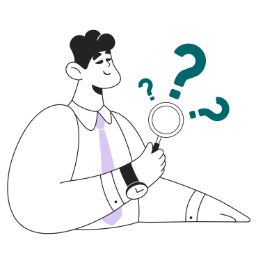 Man with a magnifying glass and a question PNG, SVG