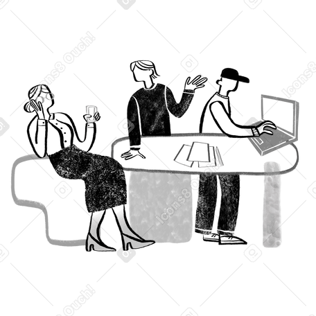 Black and white coworkers in a office space Illustration in PNG, SVG
