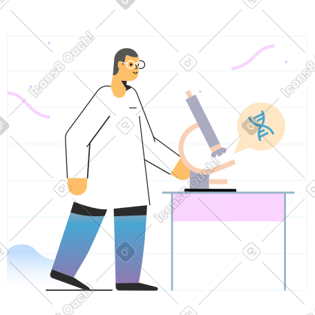 科学家在显微镜下研究 dna PNG, SVG