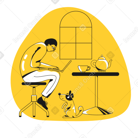 Home working Illustration in PNG, SVG
