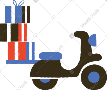 Moped with gifts PNG, SVG