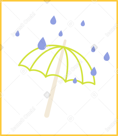 framed umbrella with rain PNG, SVG