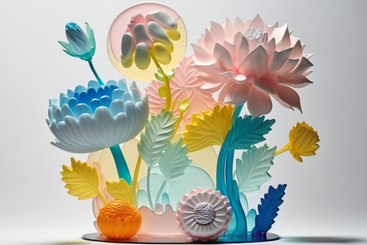 Composición de flores abstractas 3d PNG, SVG
