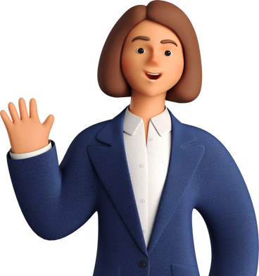 businesswoman in blue suit waving hello PNG, SVG