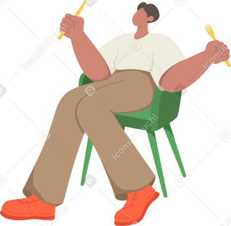 man with fork and knife PNG, SVG