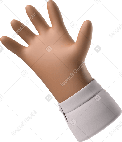 3D Коричневая кожа машет рукой привет в PNG, SVG