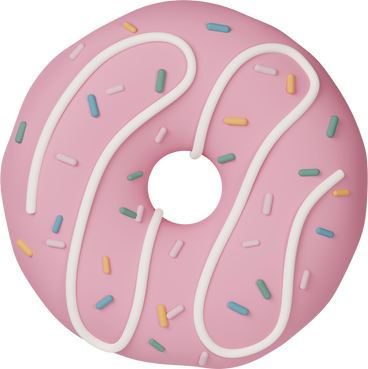 front view of donut with pink glaze PNG, SVG