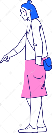 woman with bag pointing at something Illustration in PNG, SVG