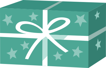green gift box with a bow and stars PNG, SVG