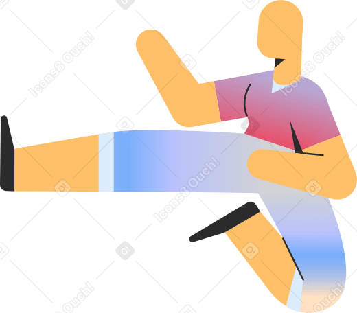 person in shorts jump kick Illustration in PNG, SVG
