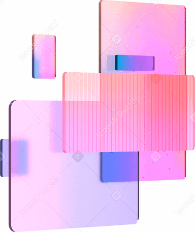 3D six rectangles with rounded corners в PNG, SVG