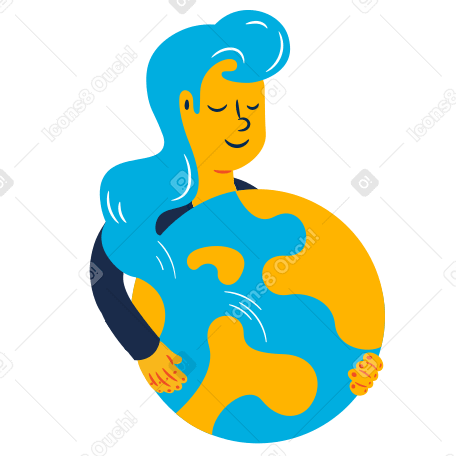 Femme avec la planète terre PNG, SVG