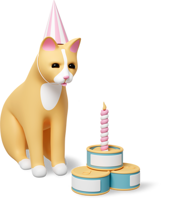 cat birthday PNG, SVG