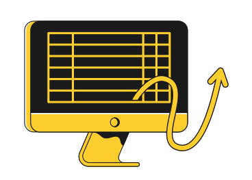 Monitor with yellow arrow up animated illustration in GIF, Lottie (JSON), AE
