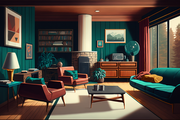 Living room with fireplace background PNG, SVG