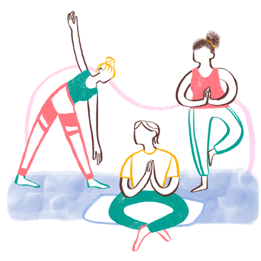 Three people doing yoga PNG, SVG