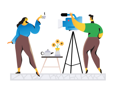 People filming coffee commercials PNG, SVG
