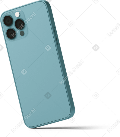 3D rear view of blue smartphone Illustration in PNG, SVG
