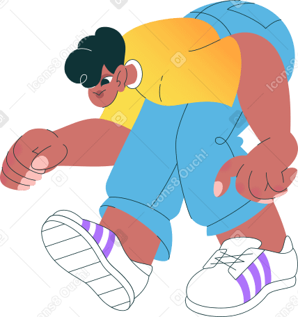 man bending to look at something Illustration in PNG, SVG