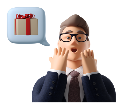 Businessman getting a surprise gift Illustration in PNG, SVG