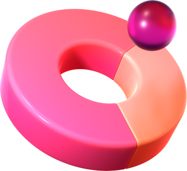 doughnut diagram with two parts and glass sphere PNG, SVG