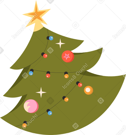 christmas tree with toys and star PNG, SVG